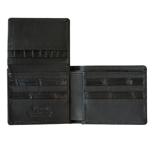 Black Crocodile & Kangaroo Wallet