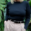 PLUS SIZE Classic Cowhide Belt 1" Black