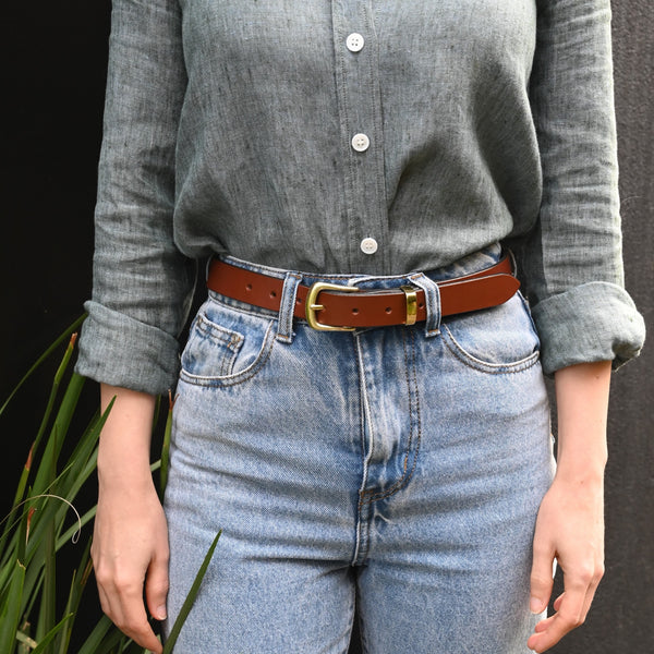 classic cowhide leather belt 1" width