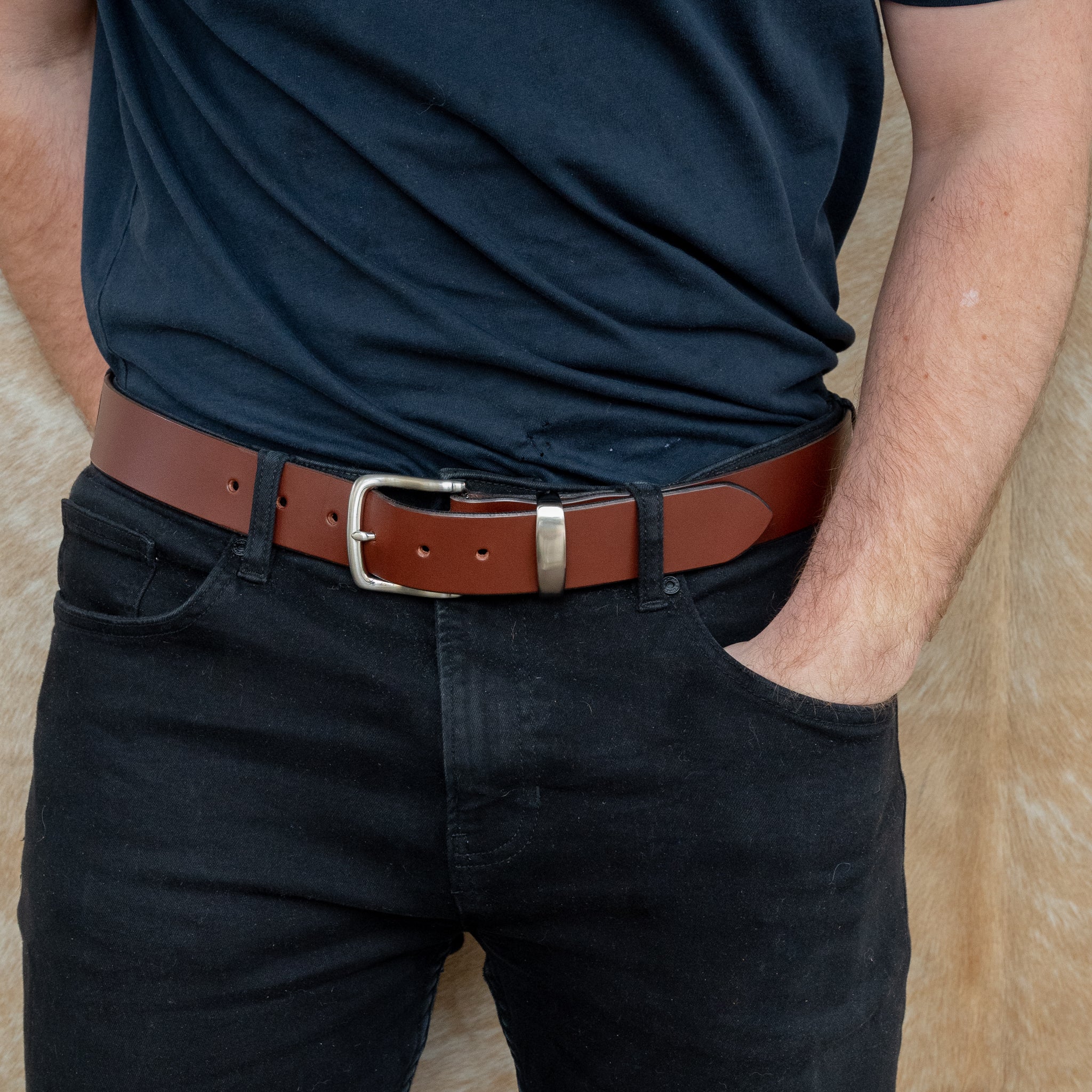 PLUS SIZE Classic Cowhide Belt 1 1/2