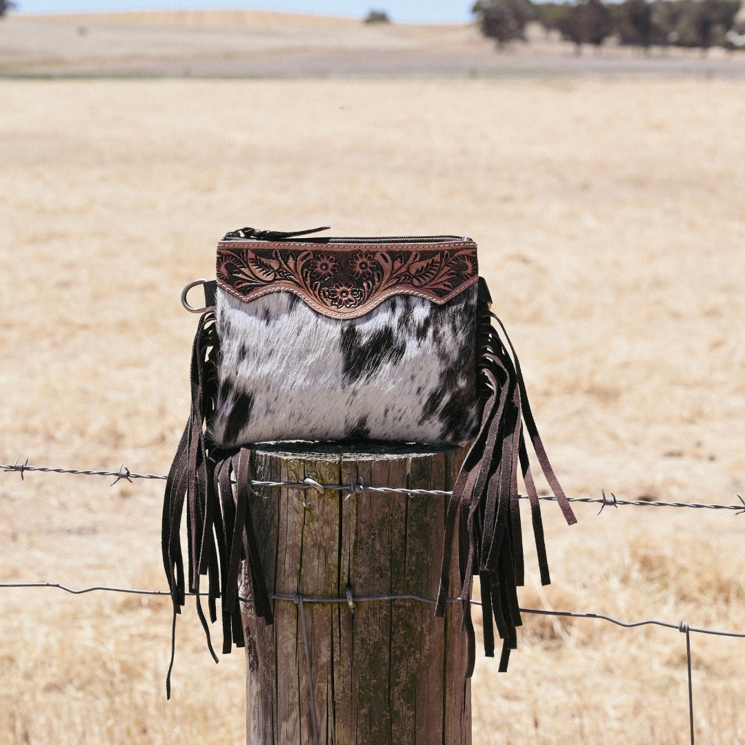 DAISY fringe crossbody clutch