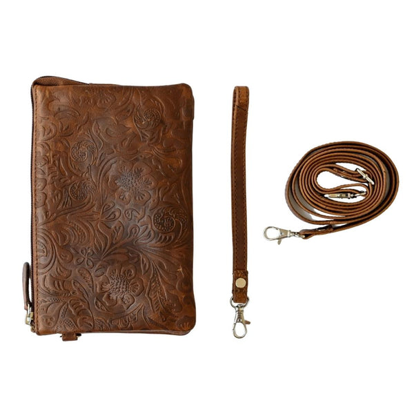Floral Embossed Crossbody Bag