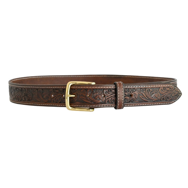 Floral Engraved Leather Belt