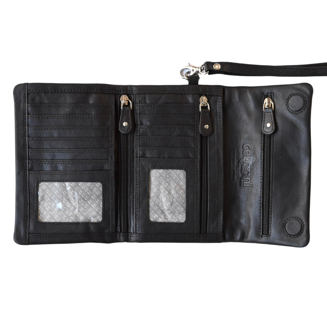 Floral Embossed Tri-Fold Soft Purse