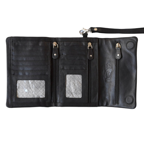Floral Embossed Tri-Fold Soft Purse