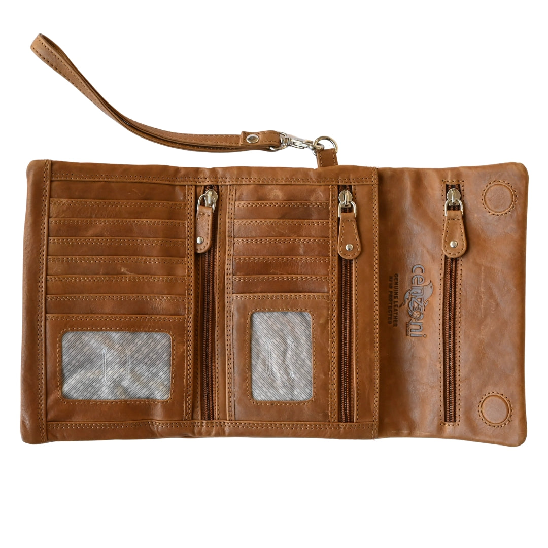 Floral Embossed Tri-Fold Soft Purse