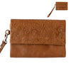 Floral Embossed Tri-Fold Soft Purse