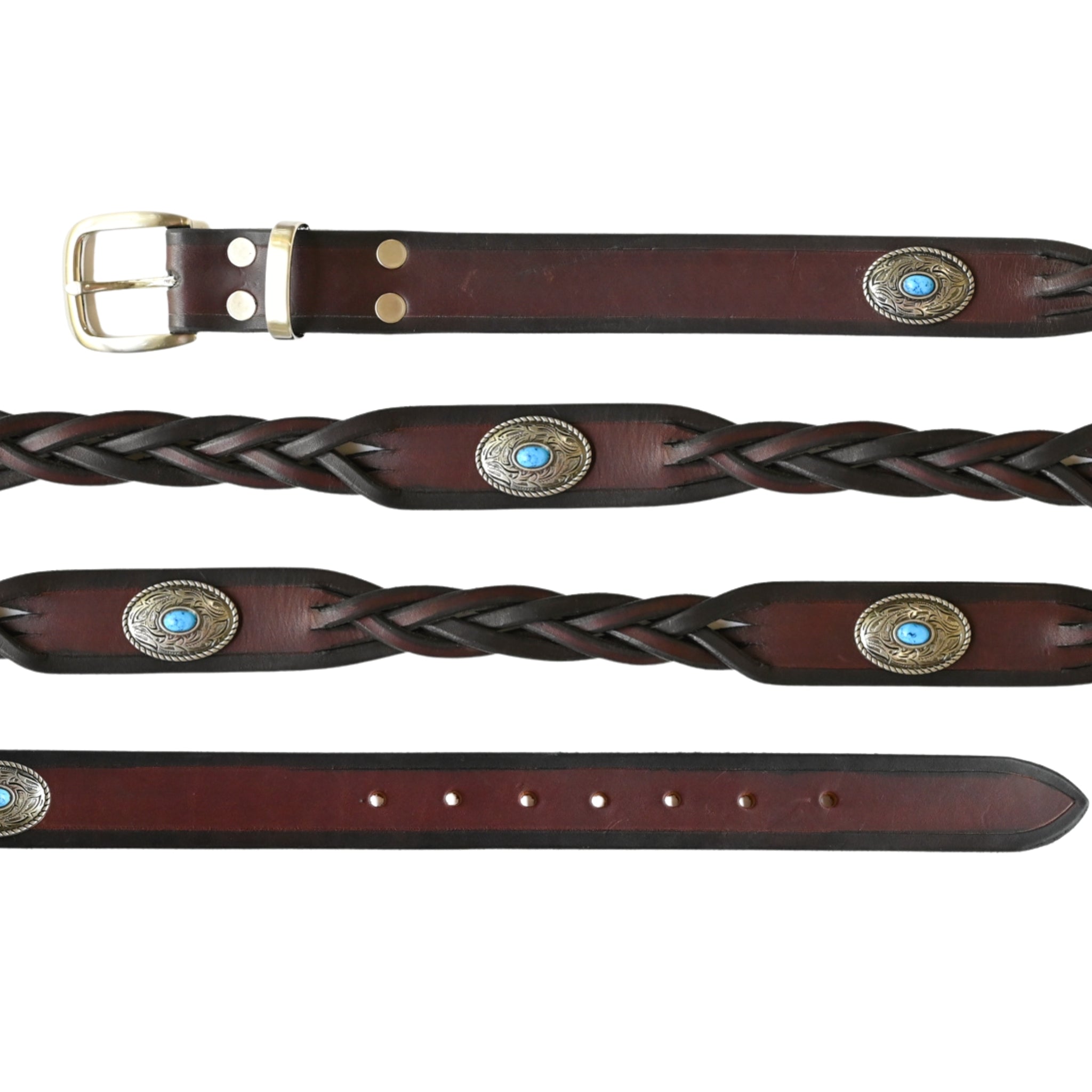 Plaited Leather Belt with conchos