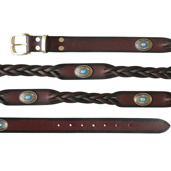 Plaited Leather Belt with conchos