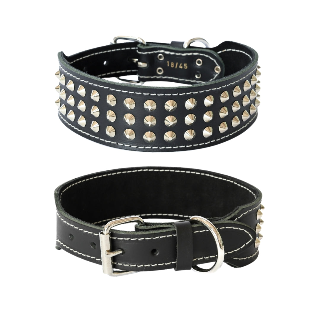 studded dog collar 2 inch width - black
