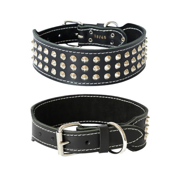 studded dog collar 2 inch width - black