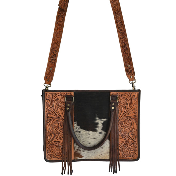 TULLY Large Cowhide Tooled Handbag