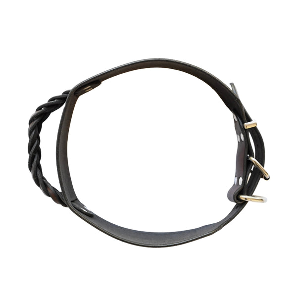 cowhide dog collar with plaited handle
