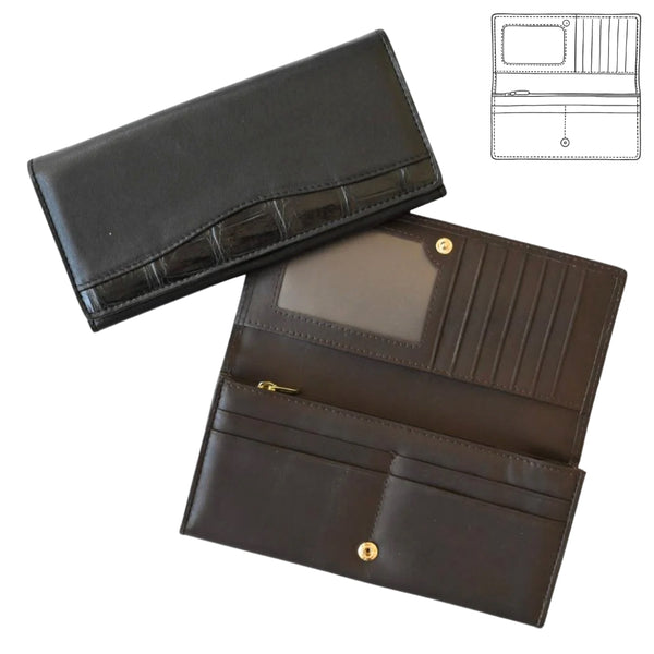 Adori Cowhide and Crocodile Long Wallet 2087