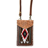 Phone Crossbody Bag - Aztec Print, Floral Tooled Leather