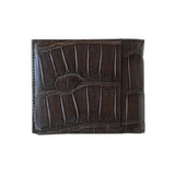 Brown - BACK - Crocodile Leather Wallet
