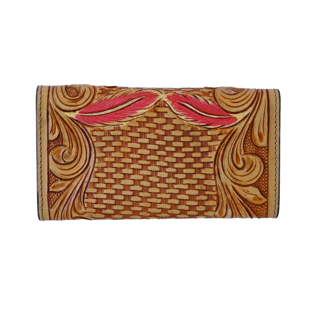 CACTUS cowhide tooled embossed ladies wallet