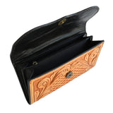 CACTUS cowhide tooled embossed ladies wallet