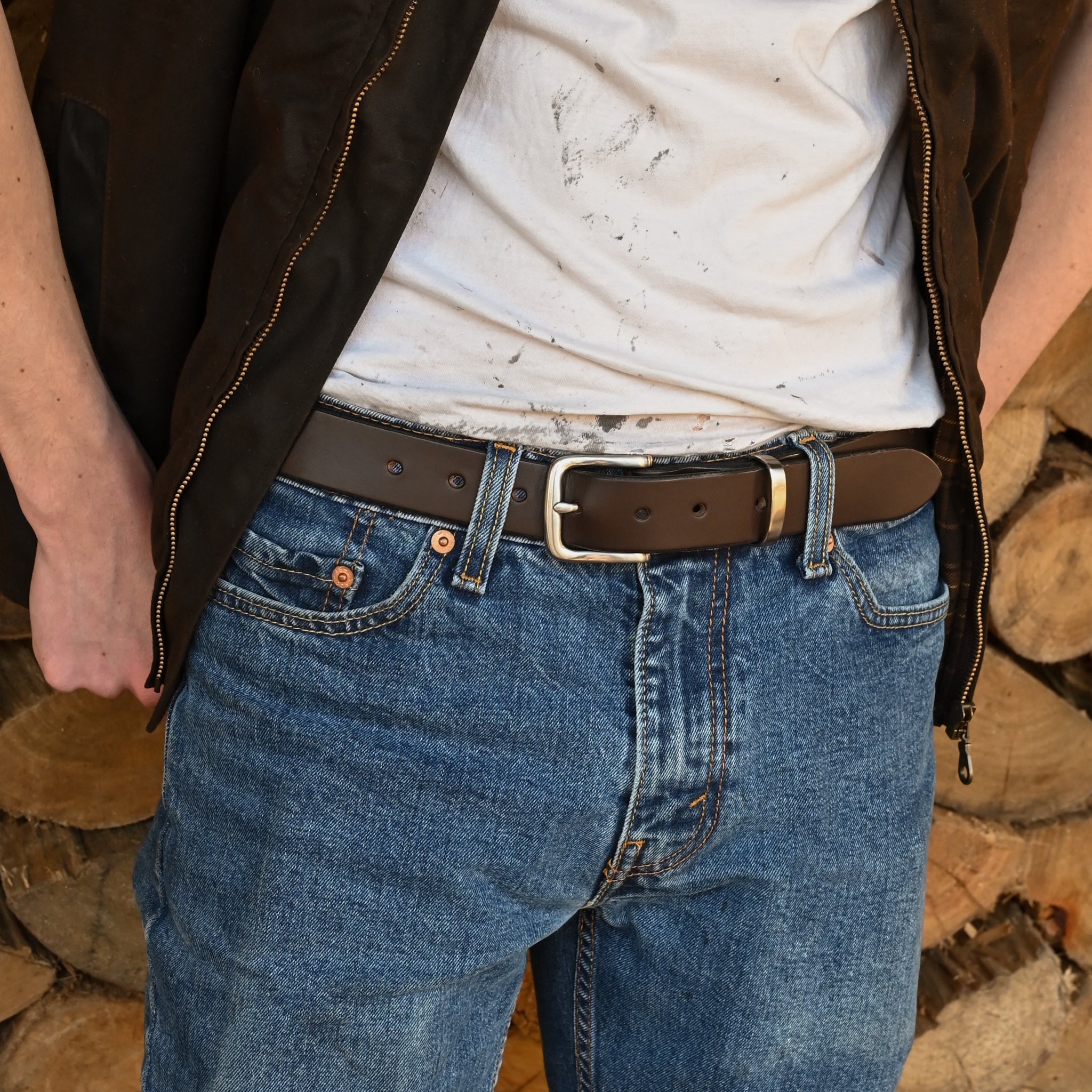 PLUS SIZE Classic Cowhide Belt 1 1/4