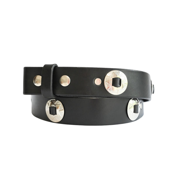 Black Leather Belt with Conchos