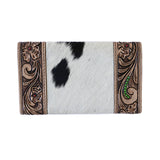 Feather Design Cowhide Tooled Ladies Wallet