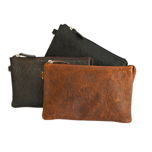 Floral Embossed Tooled Cowhide Bags