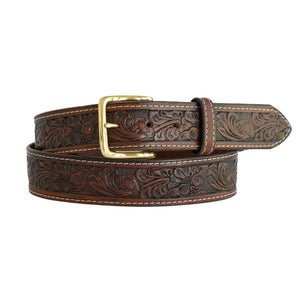 Floral Engraved Leather Belt