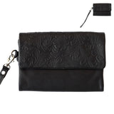 Floral Embossed Tri-Fold Soft Purse