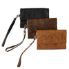 Floral Embossed Tri-Fold Soft Purse