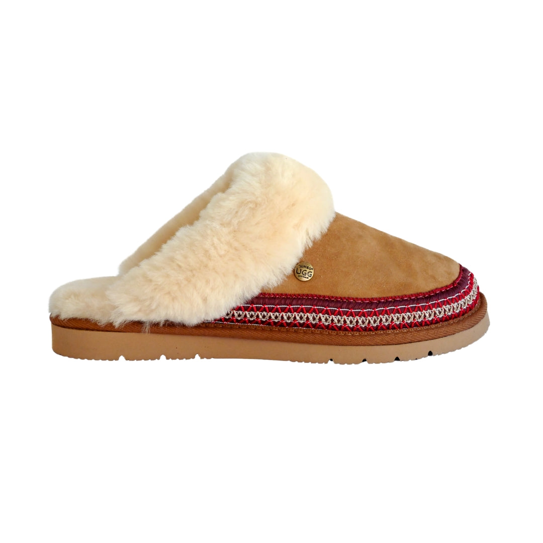 Julie Scuff Slippers  Braid Chestnut
