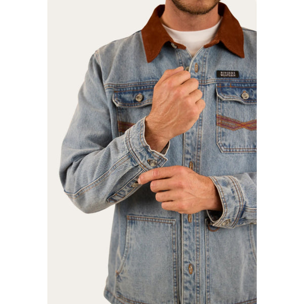 Ringers Western Bellbrae Mens Overshirt - Light Wash Blue