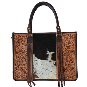 TULLY Large Cowhide Tooled Handbag