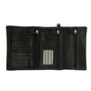 Tri-Fold Soft Cowhide Wallet - Black - Open