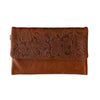 Floral Embossed Tri-Fold Soft Purse