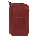 Oil Pull Up Wallet Shoulder Bag Deep Red