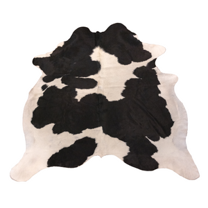 cowhide rug, black & white, large