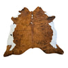 cowhide rug, brown & white, large