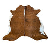 cowhide rug, brown and white, small