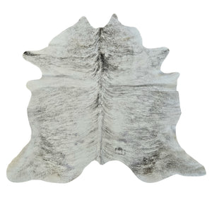 cowhide rug, white grey speckle, large