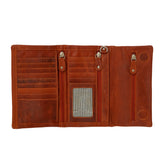 Tri-Fold Soft Cowhide Wallet - Rusty Orange - Open